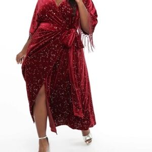 Celestial Velvet Wrap Maxi Dress NWT